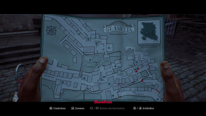 Der Stadtplan dient zur groben Orientierung. (Bild: Konami / Screenshot: Golem)